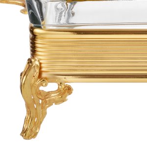 Golden Rectangular Serving Dish with Handles