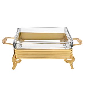Golden Rectangular Serving Dish with Handles