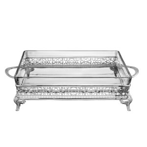 Ornate Silver Rectangular Casserole Holder