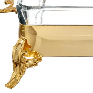 Compact Rectangular Gold Baking Dish Holder