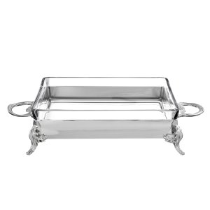 Rectangular Silver Glass Bakeware Stand – S