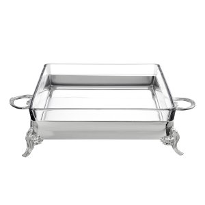 Rectangular Silver Glass Bakeware Stand – XL Wide Rim