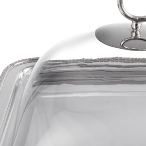 Silver-Plated Footed Serving Tray with Dome Cover