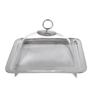 Silver-Plated Footed Serving Tray with Dome Cover