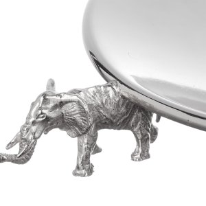 Silver-Plated Brass Tray with Elephant Legs
