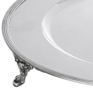 Silver-Plated Brass Decorative Tray with Elegant Feet