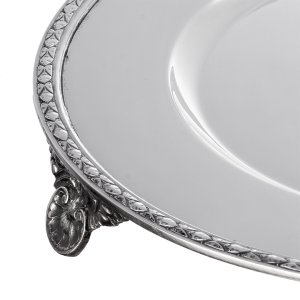 Silver-Plated Brass Decorative Tray with Embossed Border