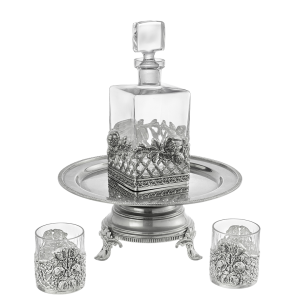 Ornate Silver-Plated Whiskey Service Stand