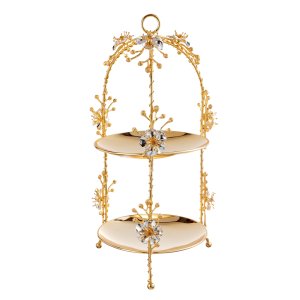 Lotus Bloom Two-Tier Gold Floral Stand – Lotusa Collection