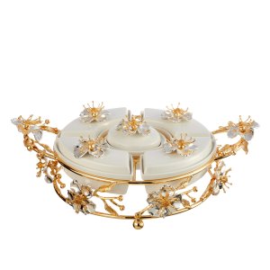 Rotating Porcelain Serving Dish with Floral Details