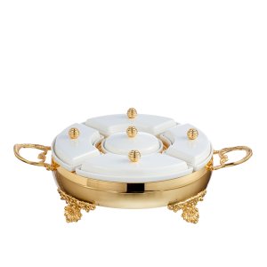 Golden Porcelain Compartment Server