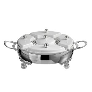 Silver Porcelain Compartment Server