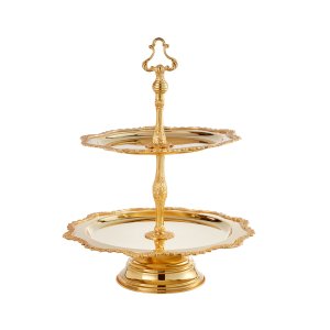 Baroque Gold Two-Tiered Serving Stand
