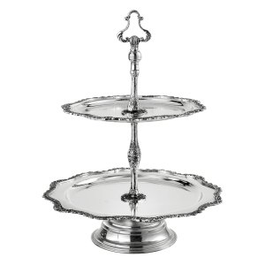 Baroque Silver Two-Tiered Serving Stand