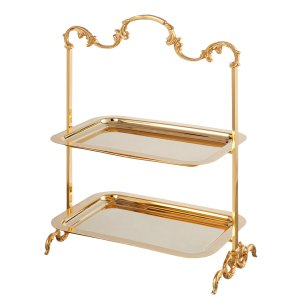 Baroque-Inspired Two-Tier Gold Serving Stand