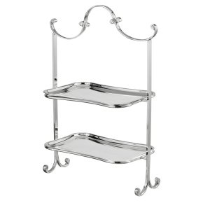 Curved Elegance Two-Tier Silver Serving Stand