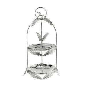 Equestrian Feather Two-Tier Silver Stand
