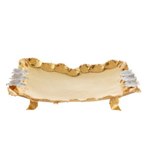 Lily Cascade – Elevated Brass Tray with Sculpted Petal Feet