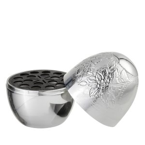 Floral Engraved Silver Dome Cutlery Holder
