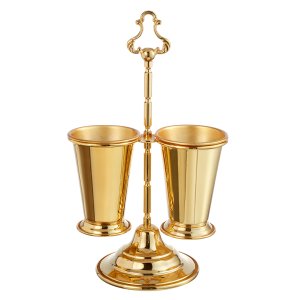 Luxury Gold-Plated Double Cup Cutlery Holder