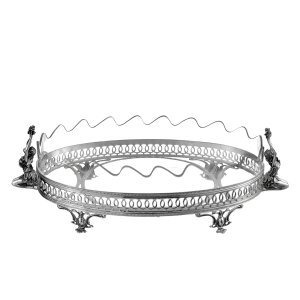 Victorian Silver Oval Tray with Angelic Detailing