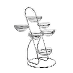 Six-Bowl Spiral Glass Display Stand