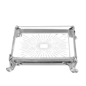 Silver Rectangular Tray with Baroque Legs
