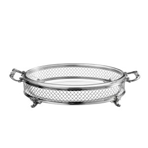 Vintage Silver Oval Mesh Server