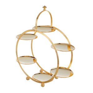 Gold-Plated Brass Five-Tier Circular Macaron Stand