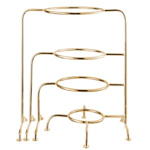 Gold-Finished Four-Tier Plate Stand