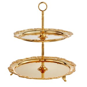 Gold-Plated 2-Tier Serving Tray