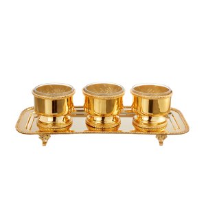Gold-Plated Triple Serving Dish