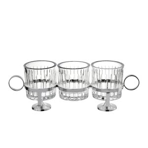 Modern Triple Glass Server with Chrome Stand