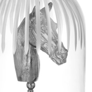 Silver Horse Head Under Glass Dome – Elegant Decorative Sculpture