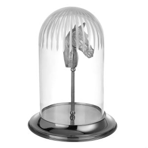 Silver Horse Head Under Glass Dome – Elegant Decorative Sculpture