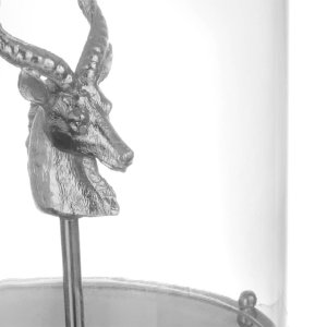 Silver Antelope Head Under Glass Dome – Luxury Decorative Accent