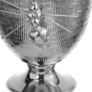 Silver-Plated Footed Flower Pot with Ant Figure