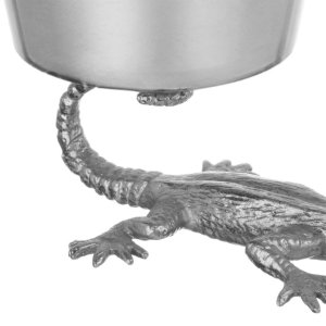 Matte Silver-Plated Flower Pot with Lizard Base