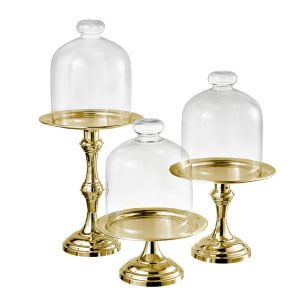 Set of 3 Silver-Plated Pedestal Domes