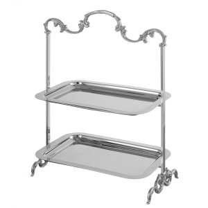 Baroque-Inspired Two-Tier Silver Serving Stand