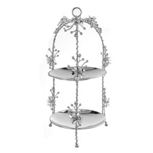 Lotus Bloom Two-Tier Silver Floral Stand – Lotusa Collection