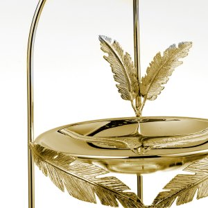 Curved Elegance Two-Tier Gold Serving Stand