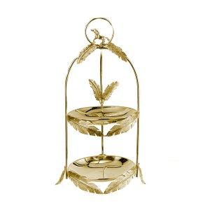 Curved Elegance Two-Tier Gold Serving Stand