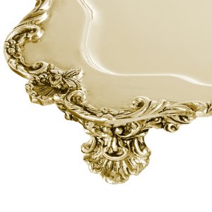 Imperial Grace – Silver-Plated Brass Gold Tray with Baroque Feet