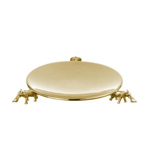 Silver-Plated Brass Golden Tray with Elephant Legs
