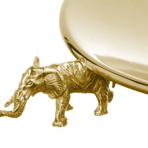 Silver-Plated Brass Golden Tray with Elephant Legs