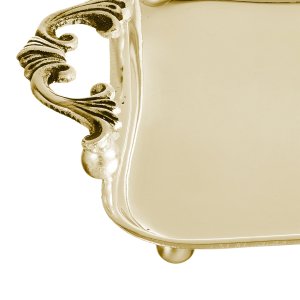 Vienna Charm – Curved Silver-Plated Brass Golden Tray with Ornate Handles