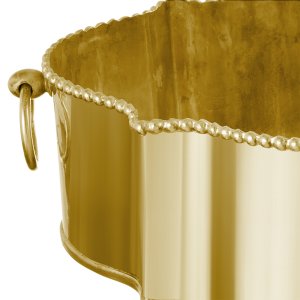 Vintage Wave – Silver-Plated Brass Golden Bowl with Scalloped Edge