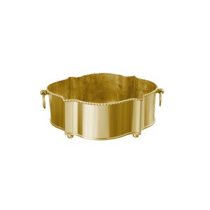 Vintage Wave – Silver-Plated Brass Golden Bowl with Scalloped Edge