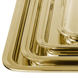 Linea Set – Nested Rectangular Brass Gold Trays with Silver Finish